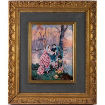 « Rendez-vous Galant » Tableau En émail De Limoges