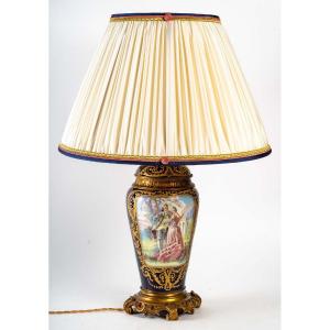 Pied De Lampe En Porcelaine XIXème 