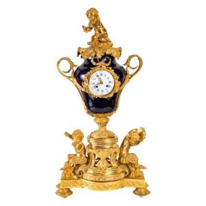 A Porcelain And Gilt Bronze Clock Late Nineteenth Century