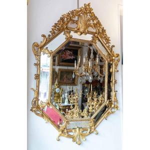 Mirror In Golden Wood Louis XV Style End XIXth Century