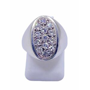 White Gold & Diamond Signet Ring