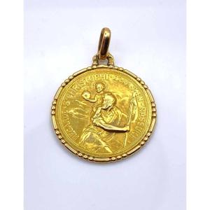 Vintage Yellow Gold Saint Christopher Medal