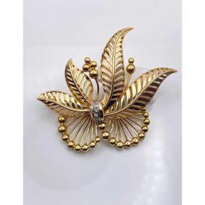Vintage Yellow Gold & Diamond Brooch