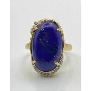 Antique Yellow Gold, Lapis Lazuli & Diamond Ring