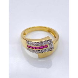 Gold, Ruby & Diamond Belt Ring