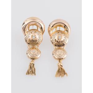 Pair Of Vintage Gold & Diamond Earrings