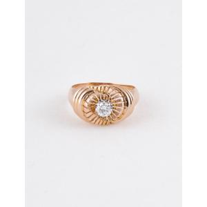 Tank Tourbillon Ring In Yellow Gold, Platinum & Solitaire