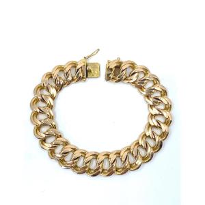 Gold Curb Link Pair Bracelet