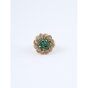 Yellow Gold & Emerald Cabbage Ring