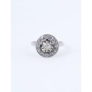 Antique Platinum & Diamond Target Ring