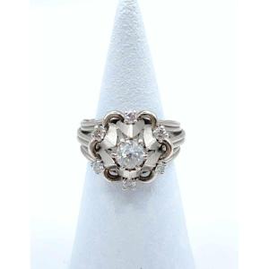 Vintage Ring In White Gold, Platinum And Diamonds