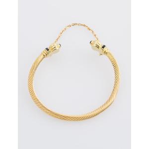 Yellow Gold And Sapphire Twisted Bangle Bracelet