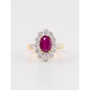 Daisy Ring In Gold, Ruby & Diamonds