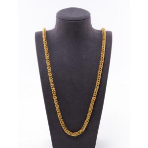Long Yellow Gold Necklace With Cylinder Clasp