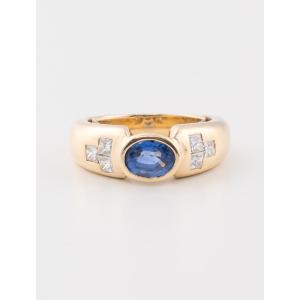 Yellow Gold, Ceylon Sapphire & Diamond Ring