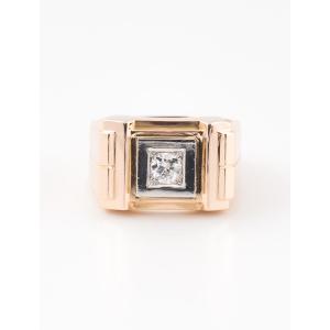 Yellow Gold & Diamond Signet Ring
