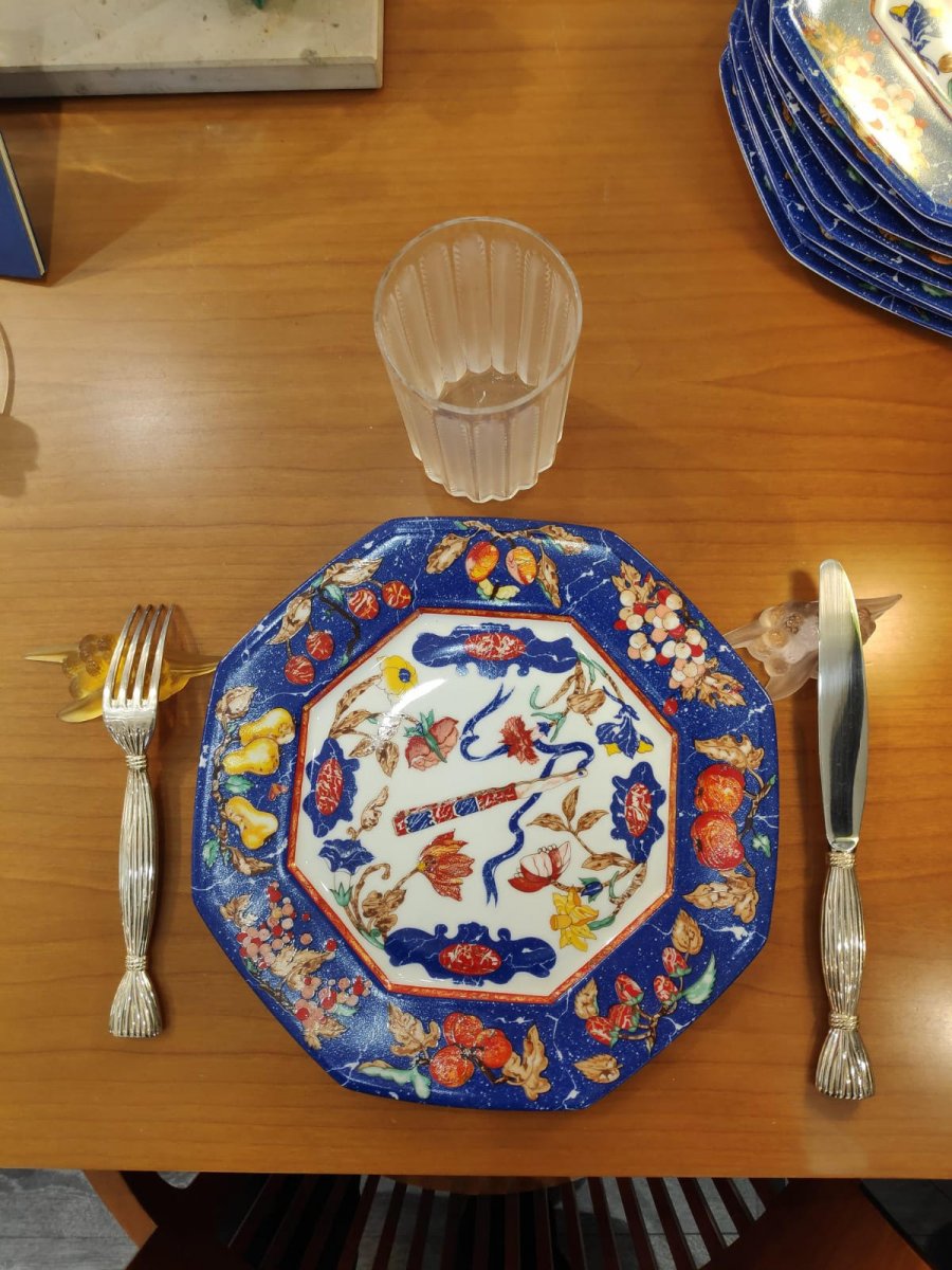 Proantic Hermès, 12 Plates In Marquetry With Oriental And Western St