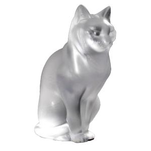 Lalique France: "cat Sitting" In Crystal