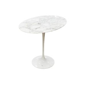 Eero Saarinen (1910-1961), Knoll Edition: Round Pedestal Table In Aluminum Marble And Rilsan