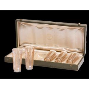 R. Lalique - Series Of 6 "six Figurines" Goblets 1911