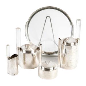 1971 -ravinet d'Enfert: 5-piece Tea/coffee Set Metal, Plexiglass