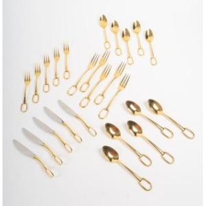 Hermes “grand Attelage” 25-piece Gold-plated Metal Dessert Set