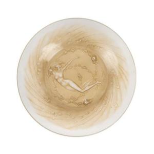 1920 – René Lalique – Plate “a Figurine And Flowers”