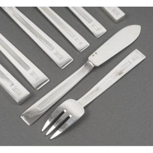 Jean Tetard – 132-piece Solid Silver Flatware Set, "trocadero" Pattern, Art Deco Period