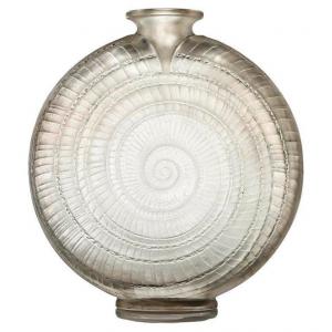 Snail Vase In Blown Molded Glass, Signed R Lalique