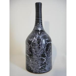 Jacques De Chateneuil Dit Massard - Earthenware Bottle With Surrealist Decor. Around 1980-90