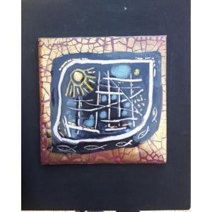Nello Levy - "the Sea" Painting On Earthenware. 50s-60s
