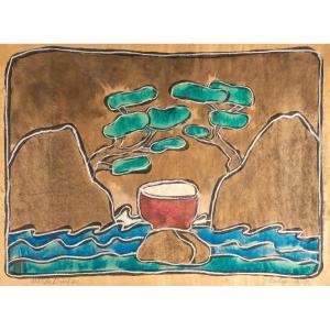 Mark Brusse - Tokyo, Mixed Media On Paper. Dated 89