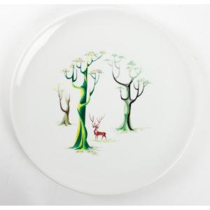 Louis-robert Mallet Et Rouard - Porcelain Plate With Painted Decor. Around 1950