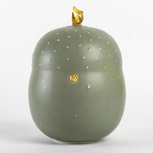 Xavier Duroselle - Large Celadon And Gold Porcelain Covered Pot