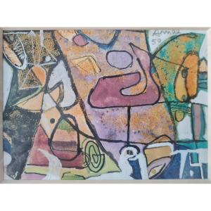 François Arnal (1924-2012) - Mixed Technique Dated 1950