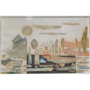 Jean Palayer (1929-2000) - Collage "landscape" Circa 1950-60