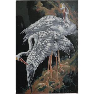 Georges Sagot - Art Nouveau Plaque, 1900, In Enameled Glass