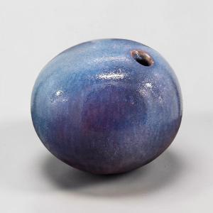 Edouard Chapallaz - Shaded Blue Glazed Stoneware Vase With Off-center Opening