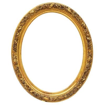 Oval Frame In Golden Wood - Ref 626