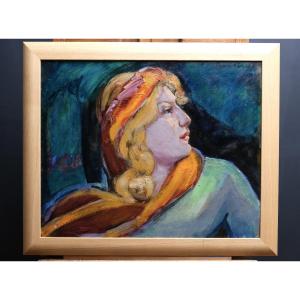 Portrait Of A Woman - Lyon School - 20th Century - Jean Perret