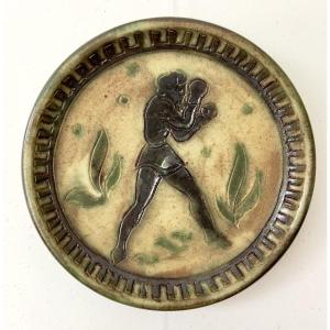 Roger Guerin (1896-1954) Enamelled Ceramic Boxer Dish.