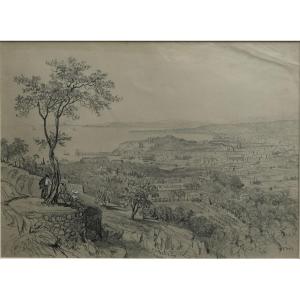 Drawing By Felix Benoist - 19th Century - View Of Nice - French Riviera