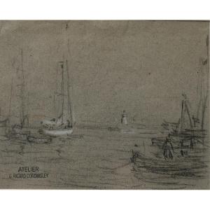 View Of The Port Of Cannes - Sailboats At Anchor- Georges Ricard_cordingley