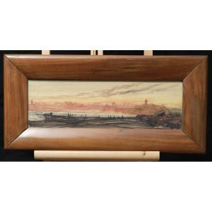 Watercolor Sunset Over The City Of Algiers - Paul Cirou - 20th Century