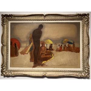 The Beach - Oil On Canvas - Henri-andre-martin - 20th Century