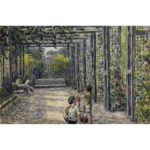 The Pergola In The Square - Drawing - Charles Betout - Early 20th Century