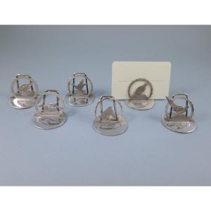 6 Sterling Silver Place Card Holders Hunting Theme