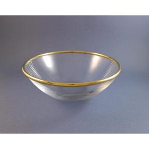 Lalique France And Puiforcat - Glass And Vermeil Bowl Sterling Silver