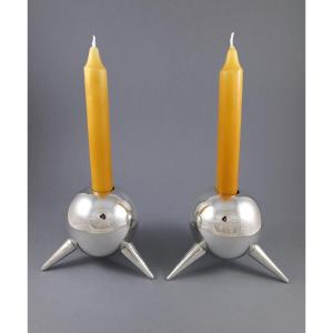 Pair Of Sterling Silver Candlesticks