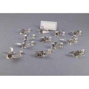 12 Sterling Silver Place Card Holders  Hunting Theme